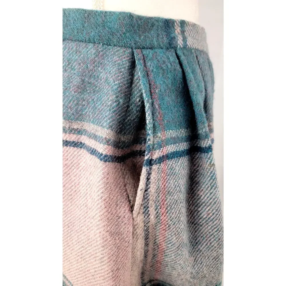 Alan Paine Wool Plaid Midi Skirt Scottish Tweed Preppy Size 12